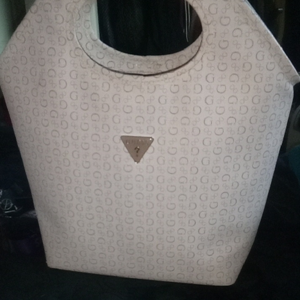 Guess Beige Tote with Logo Pattern